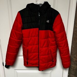 Boys Reversible North Face Jacket Size XL Red/Black/Grey